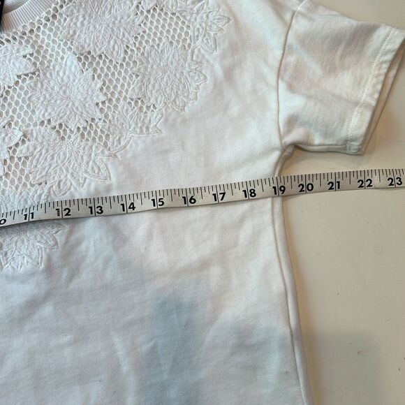 James Coviello white thick T-shirt with crochet front size extra small - Picture 9 of 11